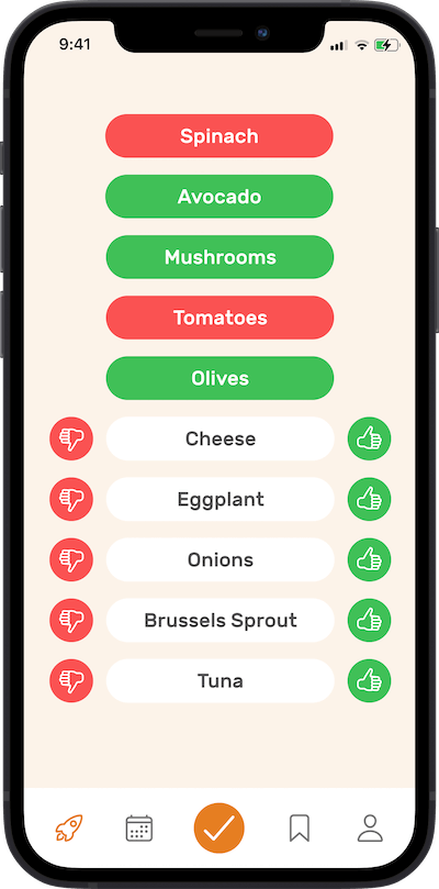 iPhone app
            preferences selection screen